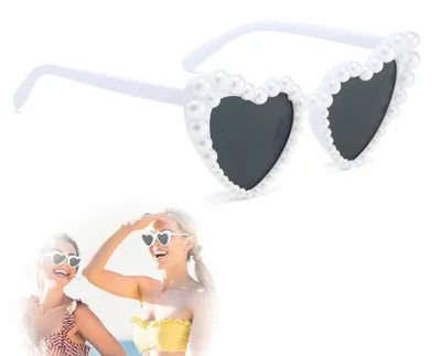 Produktbild von Herz Sonnenbrille(Weiß),Sonnenbrille Herzform,Damen Brille Accessoires,Frauen He