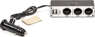Produktbild von Steckdose ALL Ride 3-fach mit 2 x USB, moderne Transparentblende, schwarz, 12/24V, max. 5A