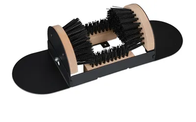 Produktbild von Relaxdays Schuhabstreifer mit Rundum-Bürsten, Fußabtreter Außenbereich, robuste Borsten, Bodenbefestigung, schwarz/natur