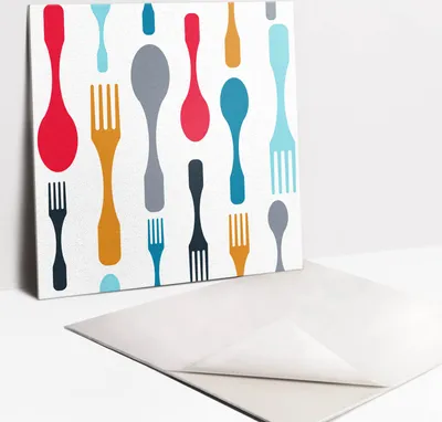 Immagine prodotto di Adesivi per piastrelle da bagno e cucina - 9 piastrelle in PVC autoadesive 30 x 30 - Posate colorate