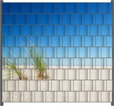 Produktbild von Wallario Zaunsichtschutz mit Motiv Sandstrand unter blauem Himmel für Ein- und Doppelstabmatten Zäune in der Größe 200 x 180 cm