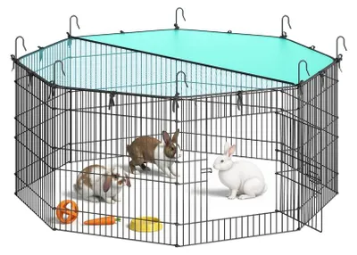 Zdjęcie produktu dla Klatka dla małych zwierząt z pokrywą, zapewniająca bezpieczne wybieganie | Kolor: czarny | Wymiary: 138x138x60 cm