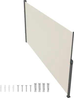 Obrázek produktu pro SucceBuy 71"x138" boční markýza s navíjecím mechanismem, ochrana proti slunci pro venkovní použití, 180 g polyester, voděodolná, UV30+, paraván, ochrana proti větru na terasu, do zahrady, na balkon, béžová
