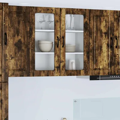 Produktbild von vidaXL Wandglas-Schrank PORTO Geräucherte Eiche 80 x 31 x 80 cm