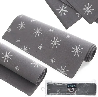 Produktbild von Orion Tischläufer Tischdecke Tischtuch Weihnachtstischläufer grau SCHNEEFLOCKE 130x32 cm