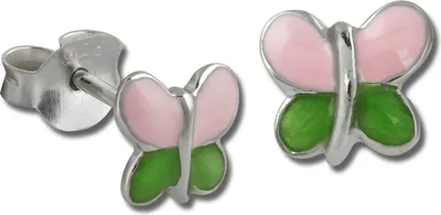 Produktbild von Teenie-Weenie Ohrstecker Kinder Silber rosa Schmetterling Ohrringe 7mm SDO215A