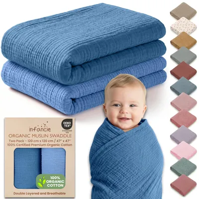 Zdjęcie produktu dla Solidchoice - Bawełniana kołderka dla niemowląt z organicznej bawełny, 120x120 cm