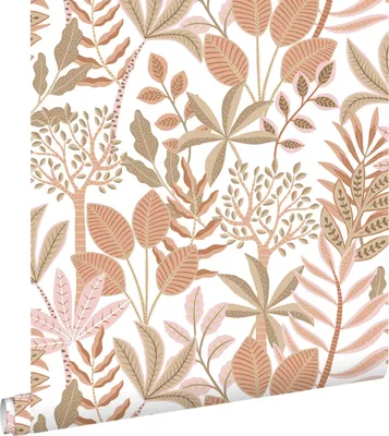 Immagine prodotto di ESTAhome carta da parati foglie terracotta, marrone e rosa 50 x 900 cm