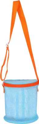 Produktbild von Netz-Strandtasche mit Schultergurt, großes Fassungsvermögen, Reißverschluss, Mehrzweck-Muschelhalter, Aufbewahrungseimer für Reisesandspielzeug