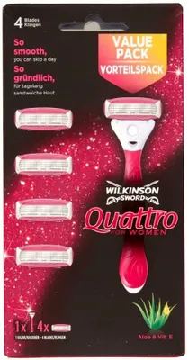 Immagine prodotto di Wilkinson Sword Quattro per donna, rasoio + 4 cambialama.
