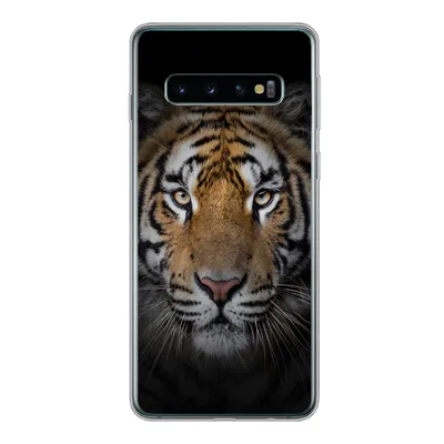 Produktbild von MuchoWow® Handyhülle Schutzhülle Hülle für Samsung Galaxy S10 Tiger - Wildtiere - Porträt - Schwarz - Tiere Silikon Softcase Handy Hülle - Handytasche