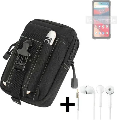 Produktbild von K-S-Trade Gürteltache + Kopfhörer kompatibel mit UMIDIGI Bison GT2 Gürtel Tasche Holster Schutz Hülle Handy Hülle  schwarz inkl. Extrafächer