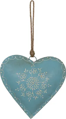 Produktbild von Clayre & Eef Weihnachtsanhänger Herz 20x20 cm Blau Eisen