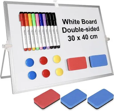 Zdjęcie produktu dla Tablica magnetyczna 30 x 40 cm, zestaw zawierający 10 pisaków do tablic suchościeralnych + 6 magnesów + 5 pisaków do tablic suchościeralnych