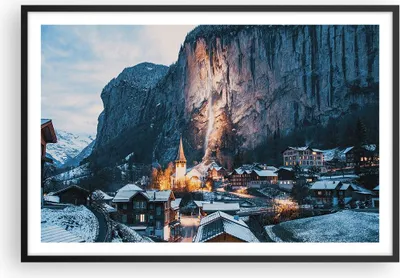 Produktbild von Gerahmtes Poster - Schwarzer Rahmen - Lauterbrunnen Schweiz Tal - 91,5x61 cm - Wand Bild - Wanddeko - Wandbilder - Kunstposter - Wandposter - Bilderrahmen - Bilder - Kunstdruck - P2BAA91x61-4834