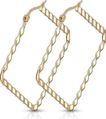Produktbild von Creolen Edelstahl Damen Kreolen Quadratisch Ohrstecker Ohrringe Autiga® rosegold 40 mm