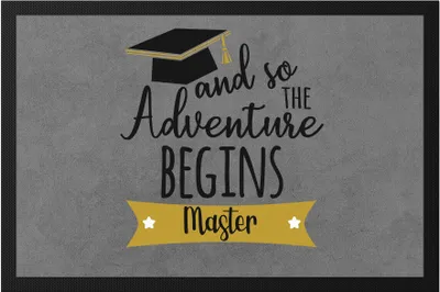 Produktbild von Master Fußmatte And so the Adventure Begins Masterabschluss Geschenk Absolvent Studium