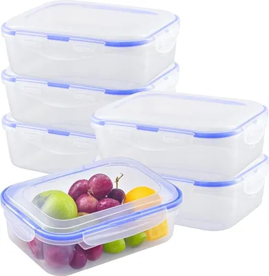 Obrázok produktu pre Plastové úložné boxy s vekom – priehľadné – 6 ks – 1100 ml