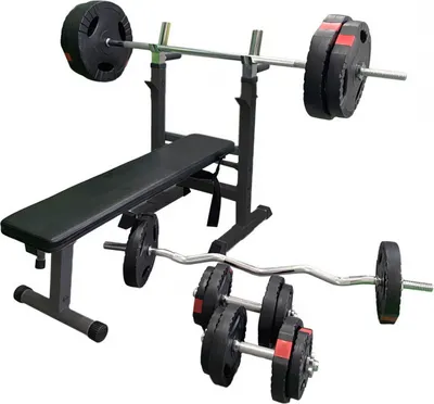 Produktbild von GORILLA SPORTS® Hantelbank - inkl. Langhantelset 100 kg, mit Ablage und Dip-Station, Verstellbare Höhe und Neigungswinkel, Klappbar, Multifunktion, Schwarz - Drückerbank, Flachbank, Trainingsbank