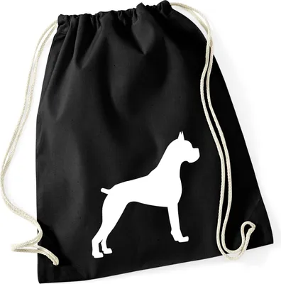 Produktbild von Huuraa Turnbeutel Deutscher Boxer Silhouette 12 Liter Black Baumwolle Rucksack Geschenkidee