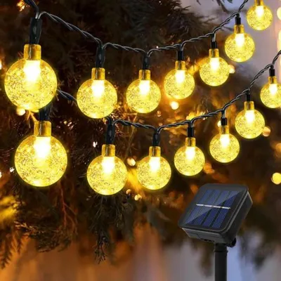 Produktbild von 12 m lange Solar-Lichterkette mit 100 LEDs 8 Modi IP65 für Balkone, für Balkon Garten