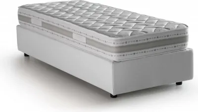 Produktbild von Einzelbett Valentina, Containerbett mit Stoffbespannung, 100%  Italy, Frontöffnung, inklusive Matratze Cm 90x200, Weiß