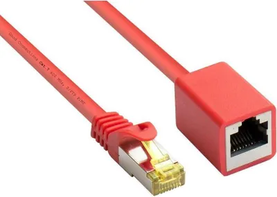 Zdjęcie produktu dla Przedłużacz kabla krosowego RJ45 Cat.7 SFTP, czerwony, 10 m, ekranowany