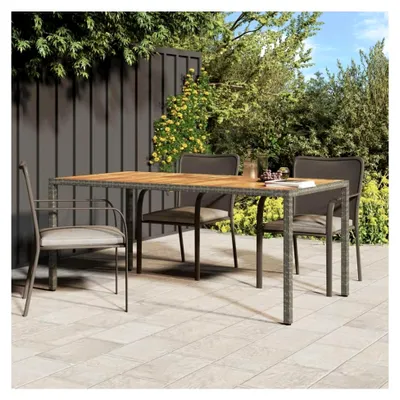 Produktbild von Gartentisch aus Akazienholz und Polyrattan in Grau 190 x 90 x 75 cm