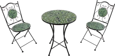 Immagine prodotto di AXI Amélie Set Bistrot da Balcone, 2 Sedie 1 Tavolo, Set Bistrò Veranda Mosaico Foglie Verdi - Set Bistro da Giardino, Tavolo Bistro a Mosaico per Giardino/Balcone/Terrazza