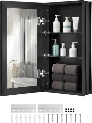 Obrázek produktu pro Skříňka na léky - Nastavitelná zrcadlová skříňka 355x135x610mm - Pro koupelnu a lékárničku