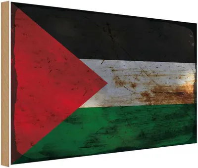Produktbild von vianmo Holzschild 20x30 cm Palästina Palestine Rost Flagge Fahne Wappen
