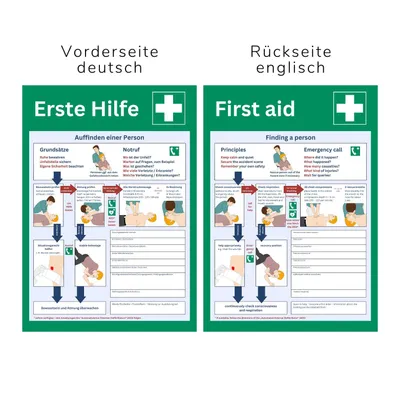 Produktbild von 1x Erste Hilfe Plakat - DIN A3 - deutsch und englisch - Poster Aushang Schild