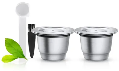 Wiederverwendbare Edelstahl-Kaffeekapseln für Nespresso, 2 Stück