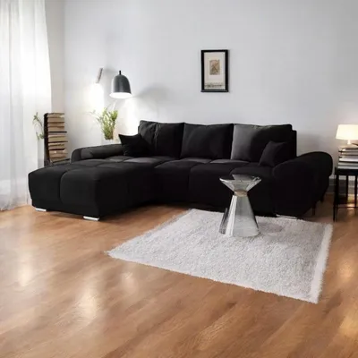 Produktbild von FurMeb24 ECKSOFA SYDNEY - 291 x 183 cm monolith 97 - mit schlaffunktion und bettkasten