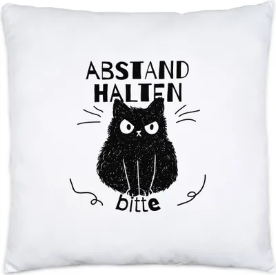 Produktbild von Abstand Halten Bitte Kissen mit Katzen und Herzen Motiv für Katzenliebhaber Katzenliebe Miau Mieze Büsi