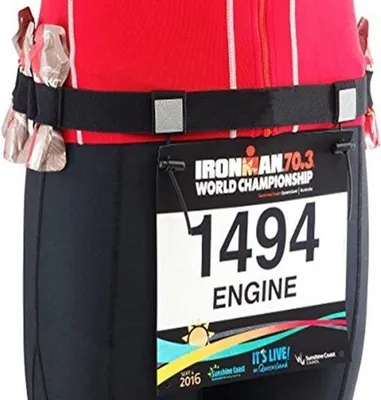 Image de Ceinture de course pour triathlon avec 6 attaches - Cuir, noir, grande taille