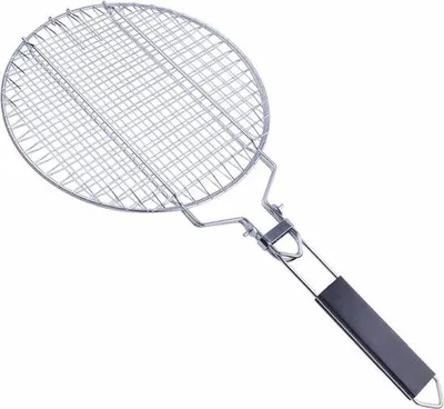 Produktbild von Outdoor Camping Grillkorb aus Edelstahl, Holzgriff, 28 x 28 x 2 CM, tragbar für BBQ und Camping