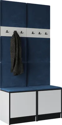 Produktbild von KIER FURNITURE Kleiderschrank EDEN, Schlafzimmer Schrank, Garderobeschrank, Flurschrank Weiß & Blau 106,4x205x39 cm