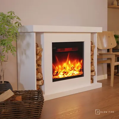 Produktbild von Glow Fire Elektrokamin 'Tarvos' | LED Standkamin in weiß mit Heizung (1500 W) | HxBxT: 84x120x38 cm