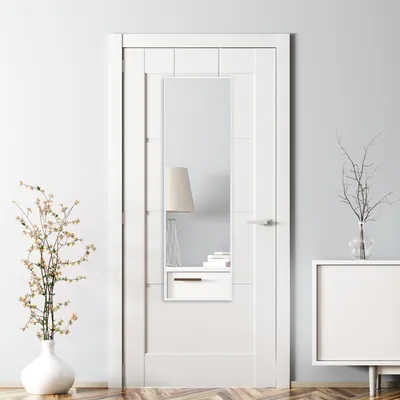 Image de Miroir de porte 'Lesina' avec crochet de suspension cadre en aluminium 120x37cm blanc