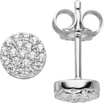Produktbild von JOBO Ohrstecker rund 925 Sterling Silber mit Zirkonia Ohrringe Silberohrstecker 6 mm