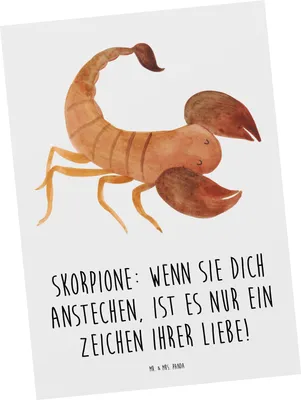 Produktbild von Mr. & Mrs. Panda Postkarte Skorpion Liebe - Weiß - Geschenk, Grußkarte, Astrologie, Fotokarte, Tierkreiszeichen, Ansichtskarten, Sternzeichen, Stachel, Horoskop, Humor