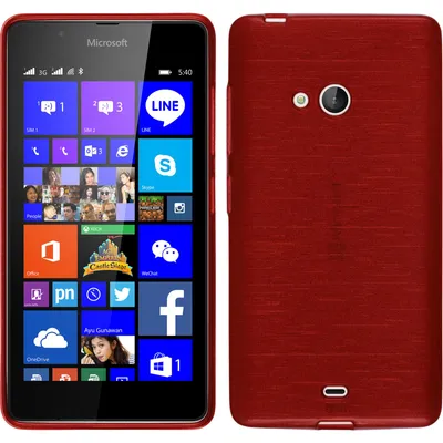 Produktbild von PhoneNatic Case kompatibel mit Microsoft Lumia 540 Dual - rot Silikon Hülle brushed + 2 Schutzfolien