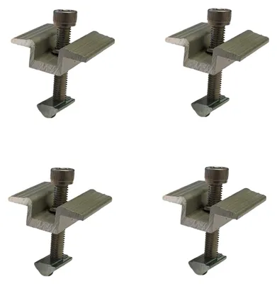 Produktbild von 4 Stück Mittelklemme silber 30mm | Aluminium silber eloxiert M8 mit Zylinderkopfschraube und Nutenstein | T-förmige Mittelklemme für Solarmodulhalterung | Zur Montage von Solarpanelen