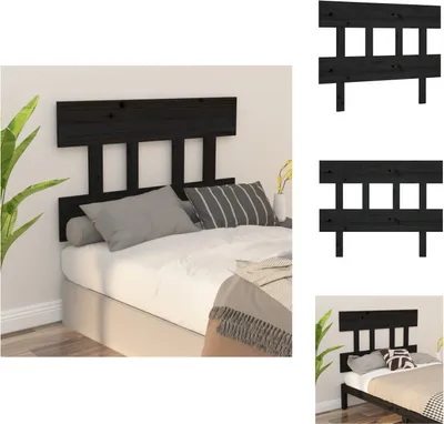 Produktbild von vidaXL Bett-Kopfteil Schwarz 103,5x3x81 cm Massivholz Kiefer -  Kopf- & Fußenden