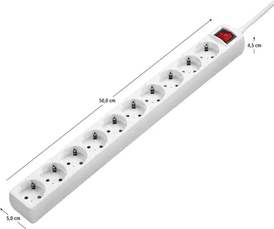 Productafbeelding van Hama 00137234, 10 stopcontacten, 230 V, 16 A, 3500 W, wit, kunststof