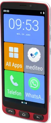 Obrázok produktu pre Olympia NEO+ – smartfón pre seniorov, 5,5 palca, s tlačidlom pre núdzové volanie, nabíjací stojan, 4G, Dual SIM, červený