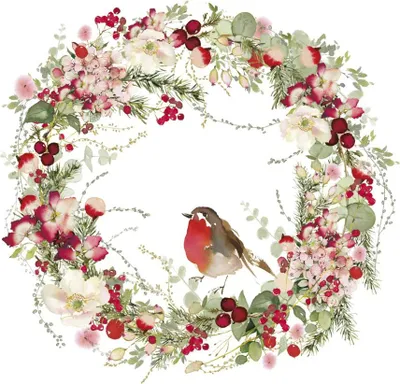 Produktbild von 20 Servietten Beautiful Christmas Wreath - Festlicher Natur-Kranz 33x33cm