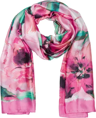 Produktbild von styleBREAKER Damen Schal mit buntem Blumen Muster im Aquarell Stil, Seidig leichtes Tuch 01016238