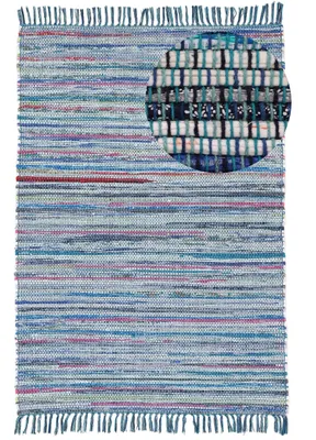 Image de carpetfine Tapis tissé à plat Kilim Chindi Bleu 200x290 cm | Tapis moderne pour le salon et la chambre à coucher